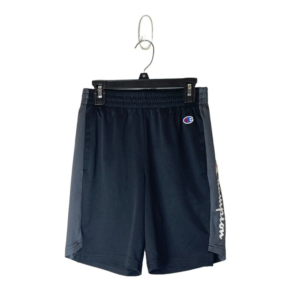 Champion Shorts Youth Medium Black Gray Lot Of 3 Elastic Waist Logo‎ Athletic
